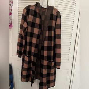 Belldini Gingham Tan & Black Cardigan